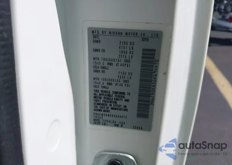 2016 Nissan Nv200 S z USA, uszkodzony, nr VIN 3N6CM0KN5GK694470